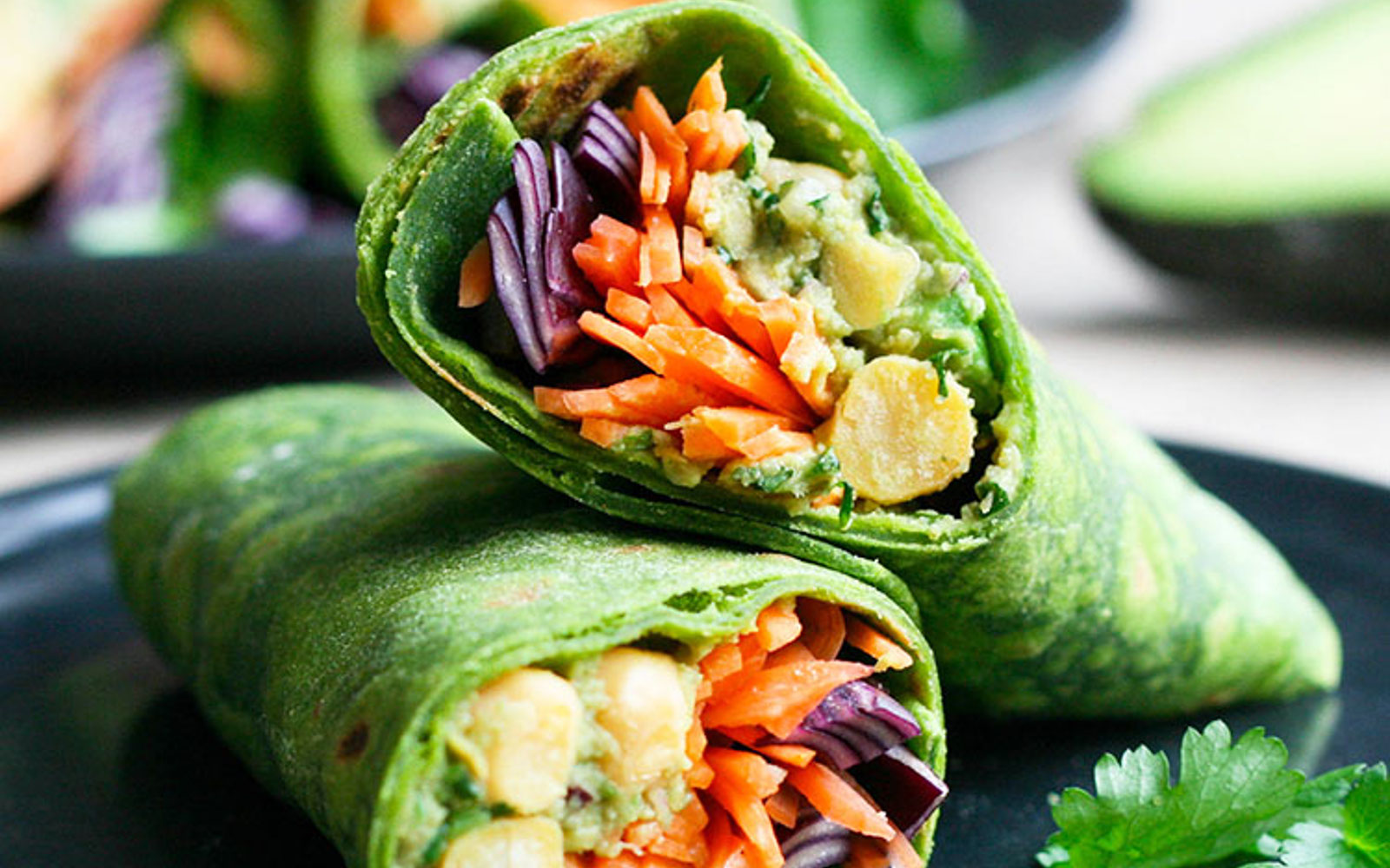 Avocado and Chickpea Spinach Wraps