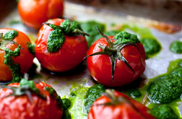 Slow-Roasted Cherry Tomatoes With Basil.